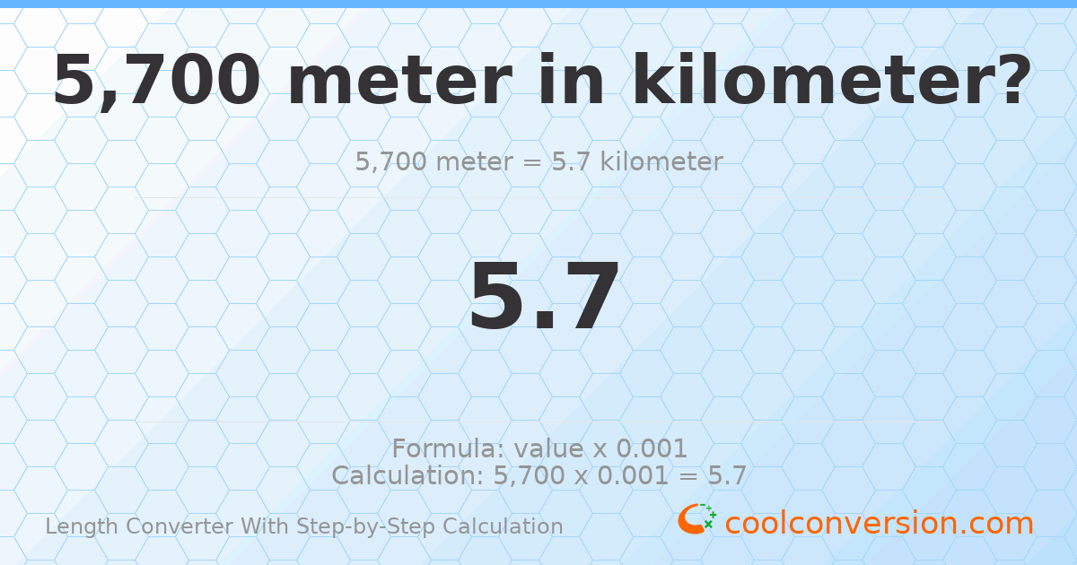 5700 meters = 5.7 kilometers