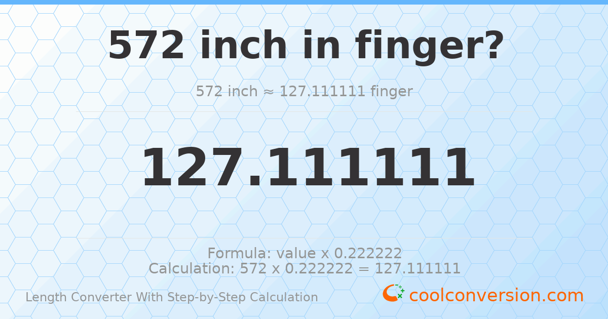 572 inches = 127.111 fingers