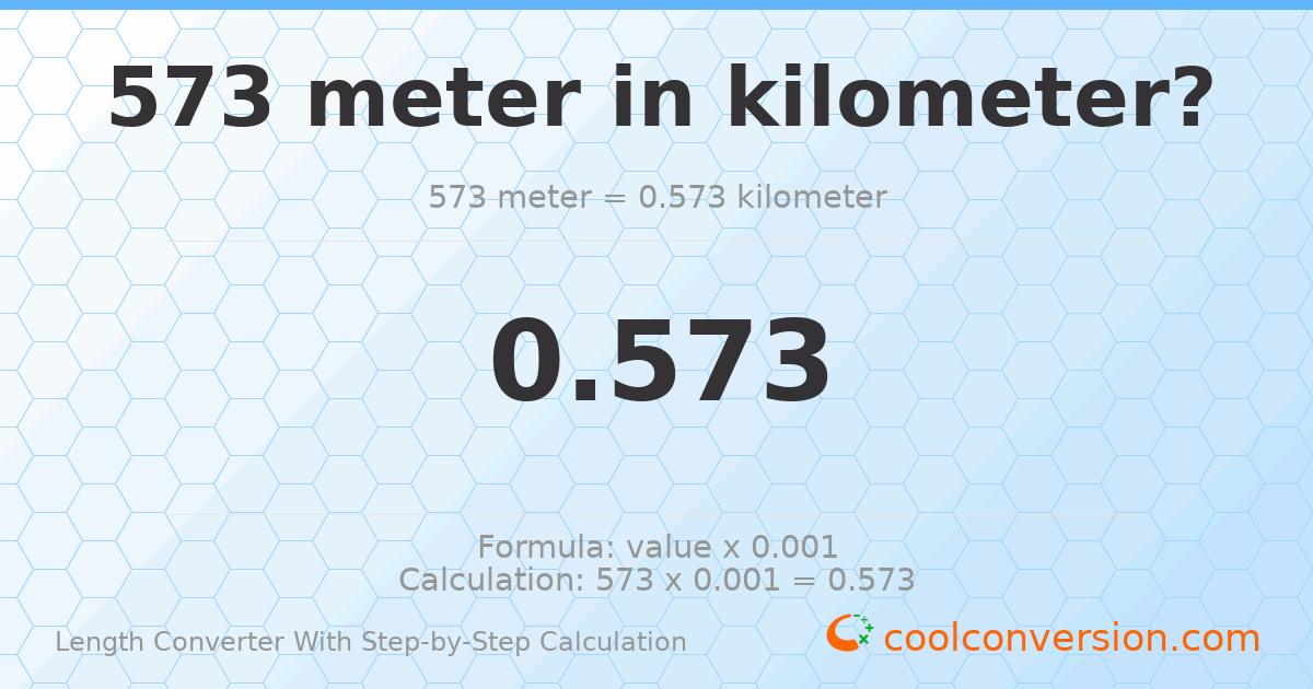573 meters = 0.573 kilometers