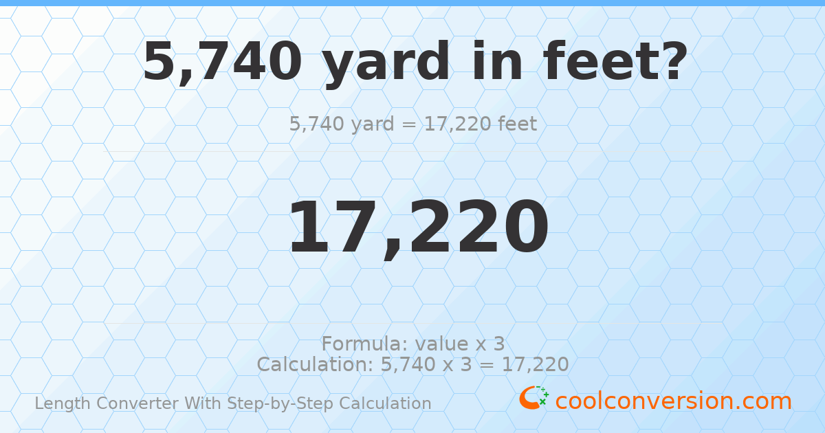 5740 yards = 17220 feet