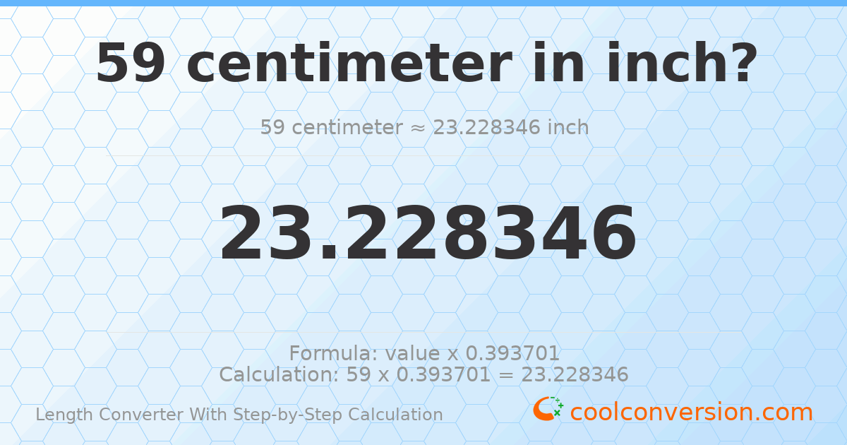 59 centimeters = 23.2283 inches