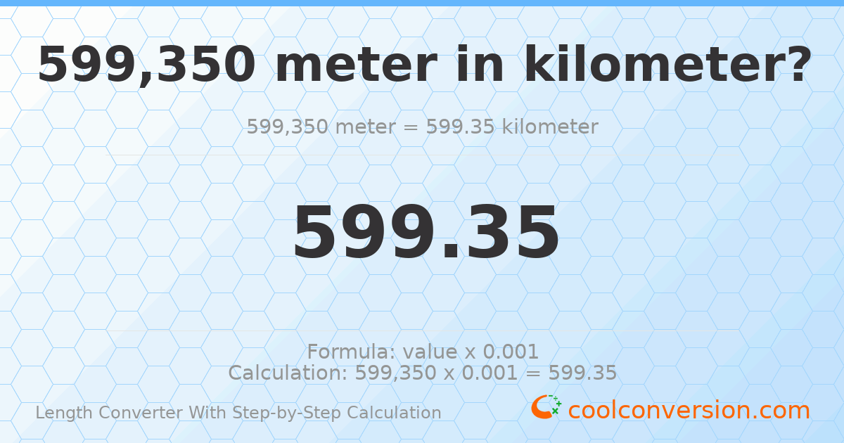 599350 meters = 599.35 kilometers