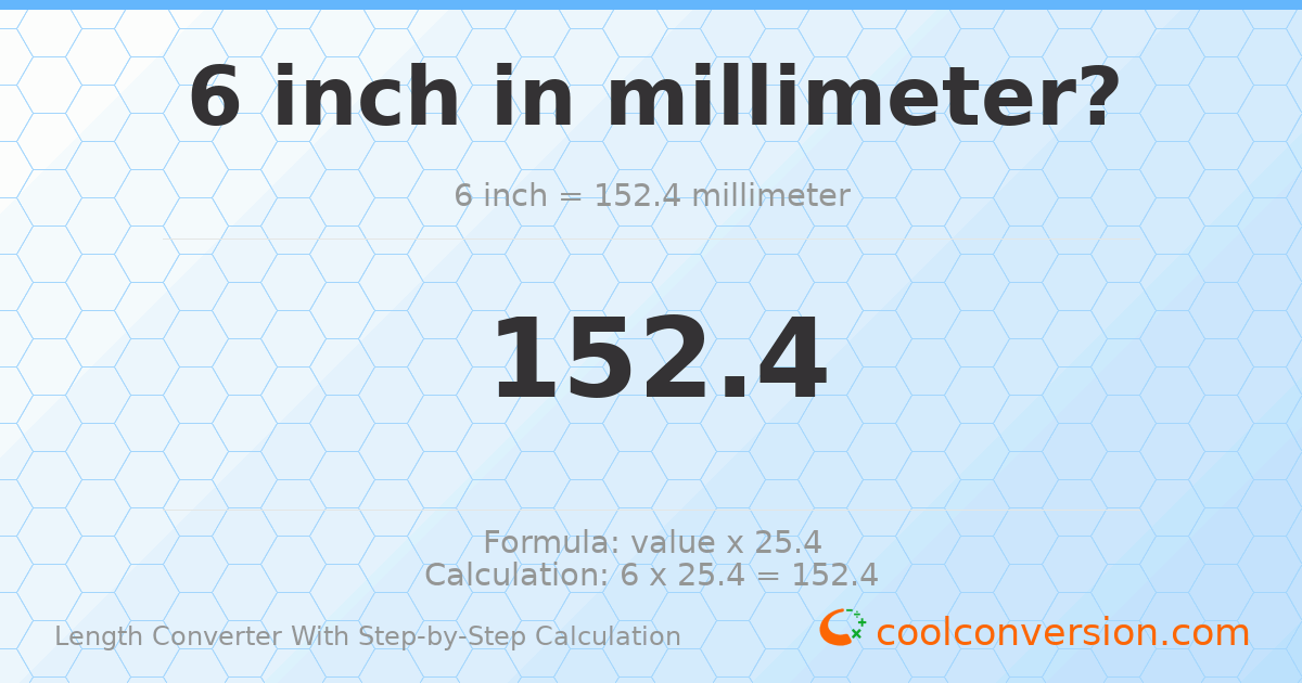6 inches = 152.4 millimeters