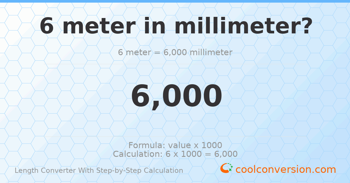 6 meters = 6000 millimeters