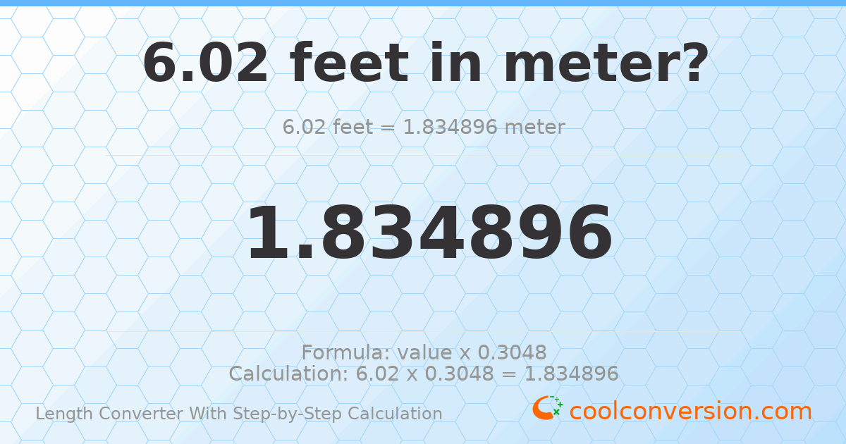 6.02 feet = 1.8349 meters