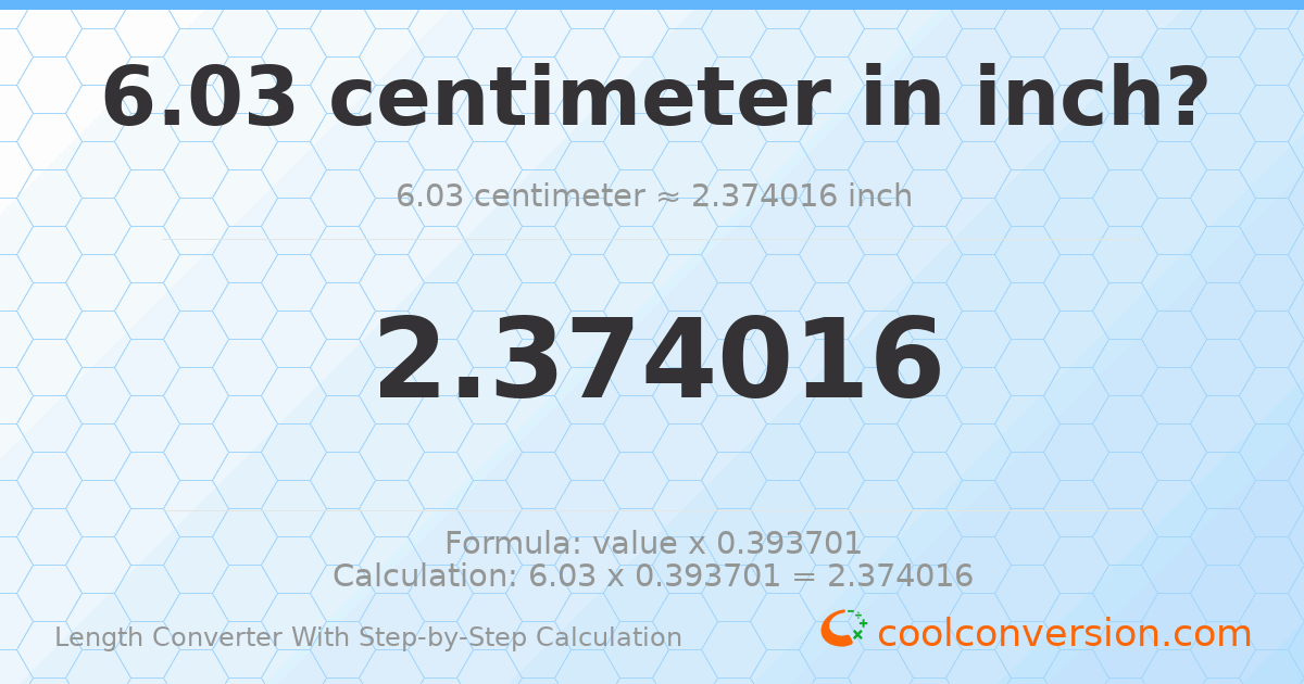 6.03 centimeters = 2.37402 inches