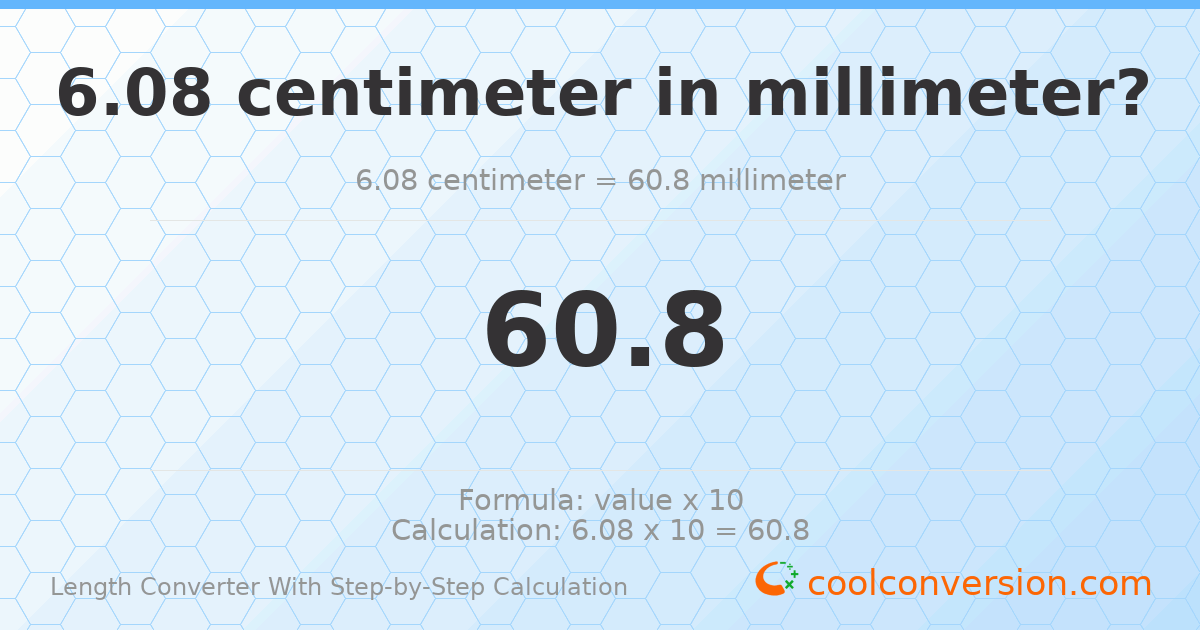 6.08 centimeters = 60.8 millimeters