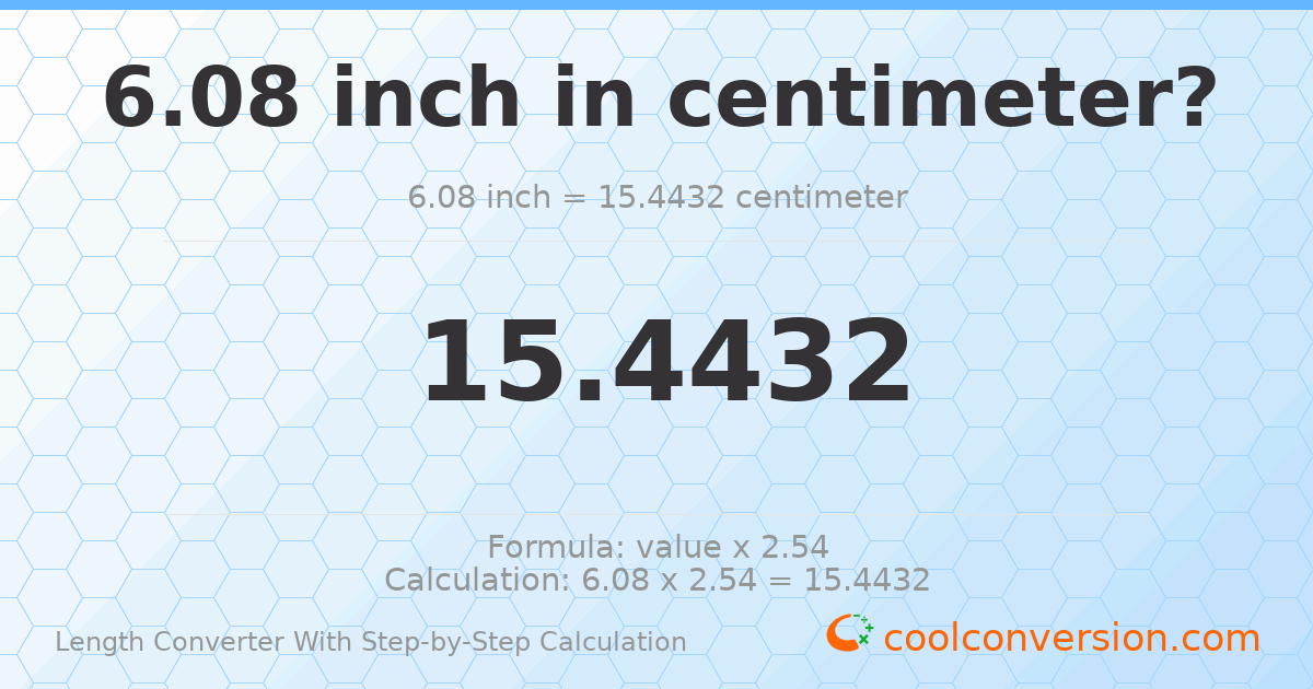 6.08 inches = 15.4432 centimeters