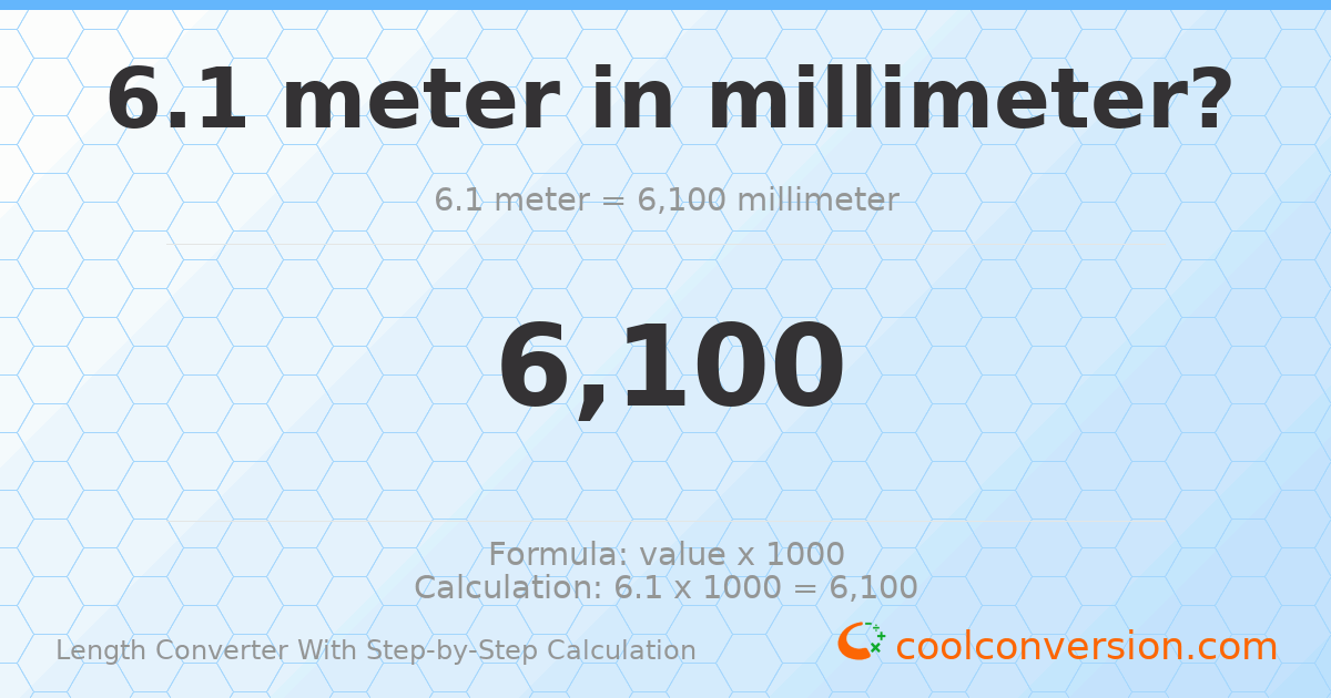 6.1 meters = 6100 millimeters
