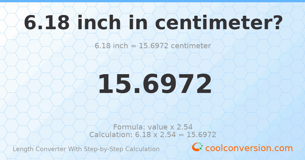 6.18 inches = 15.6972 centimeters