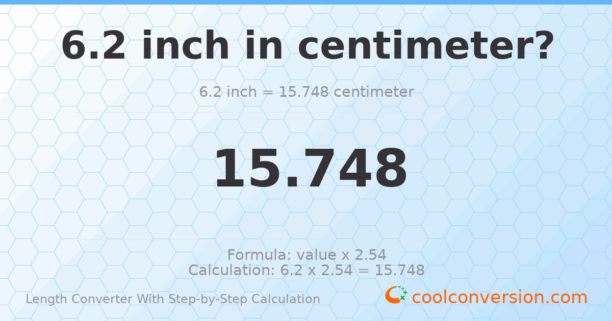6.2 inches = 15.748 centimeters