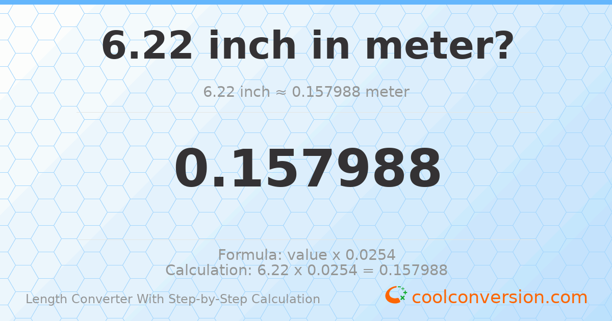 6.22 inches = 0.157988 meters