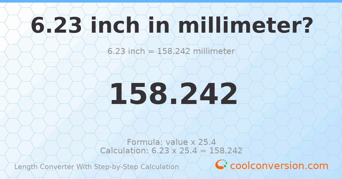 6.23 inches = 158.242 millimeters