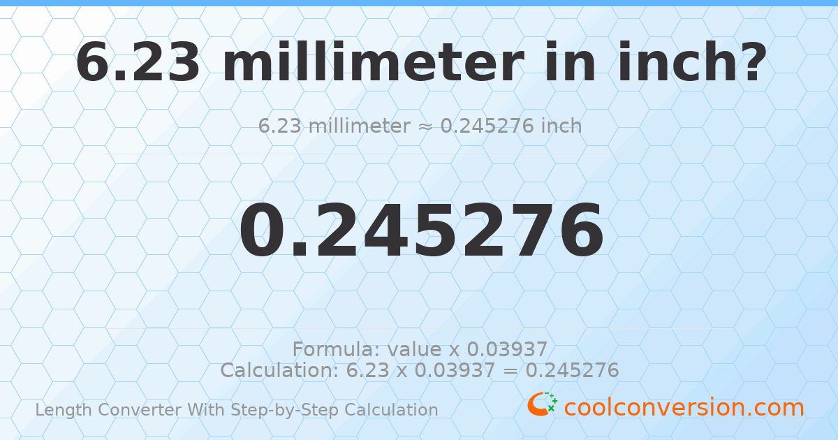 6.23 millimeters = 0.245276 inches