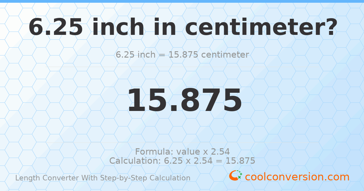 6.25 inches = 15.875 centimeters