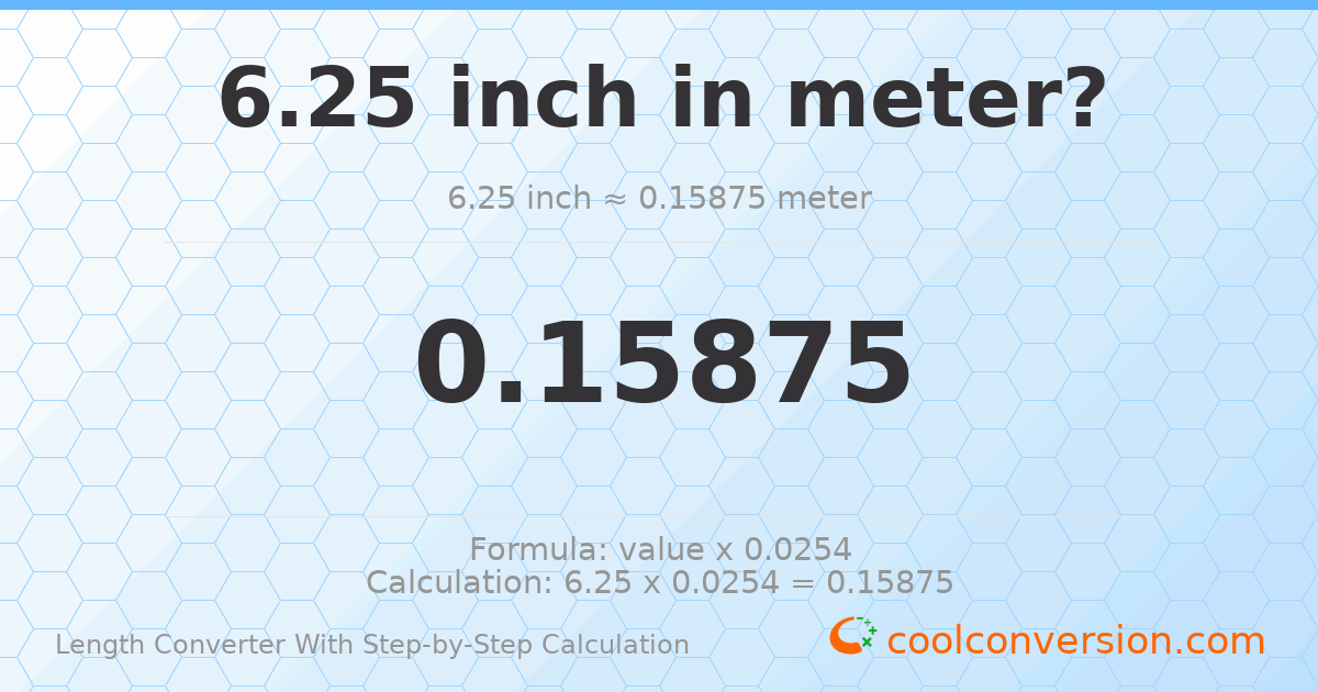 6.25 inches = 0.15875 meters