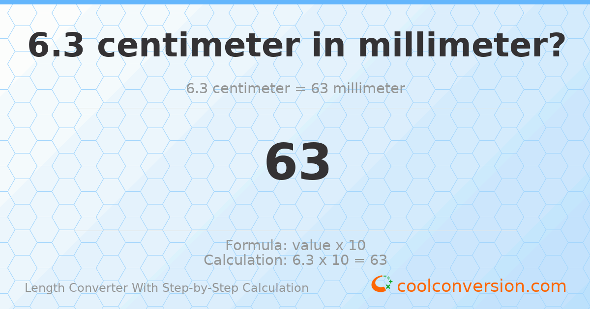 6.3 centimeters = 63 millimeters
