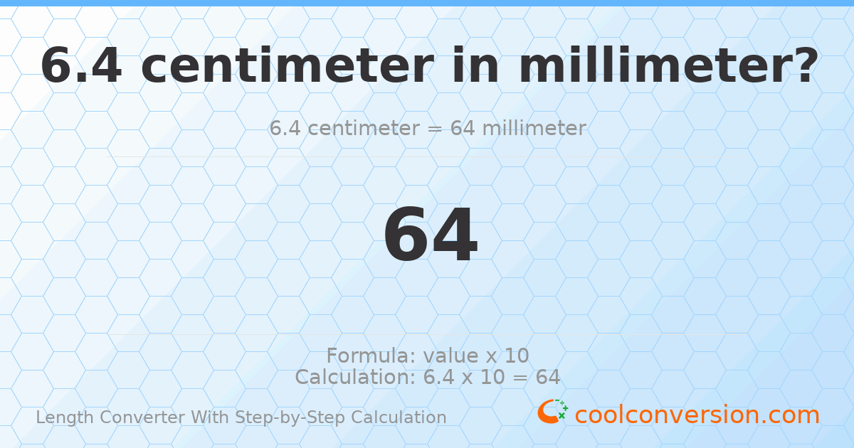 6.4 centimeters = 64 millimeters