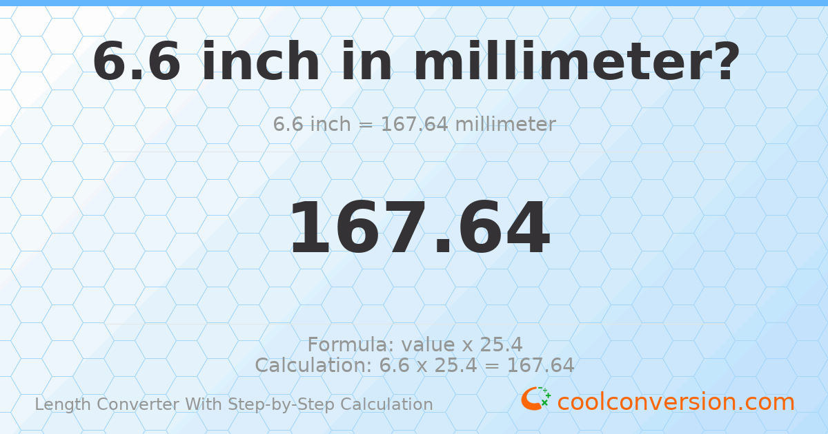 6.6 inches = 167.64 millimeters