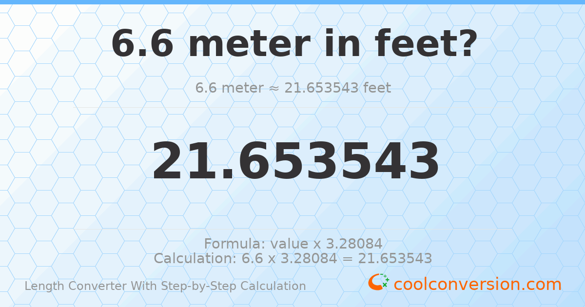 6.6 meters = 21.6535 feet