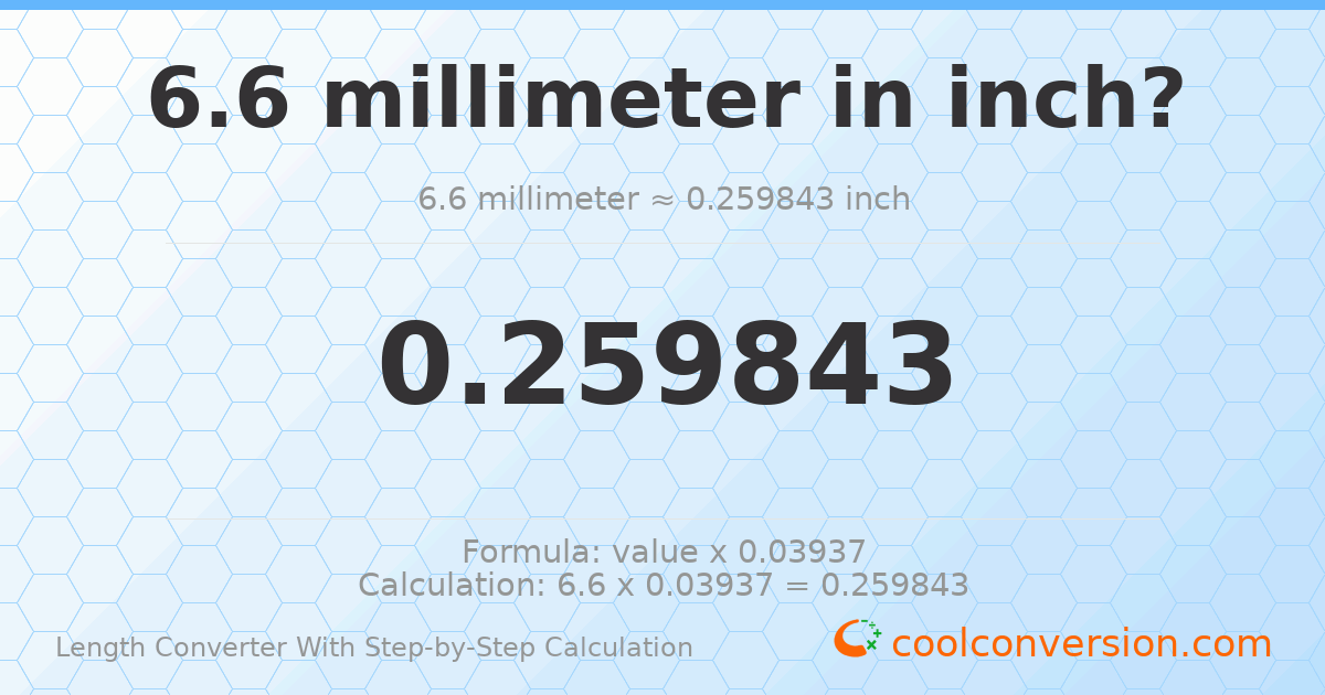 6.6 millimeters = 0.259843 inches