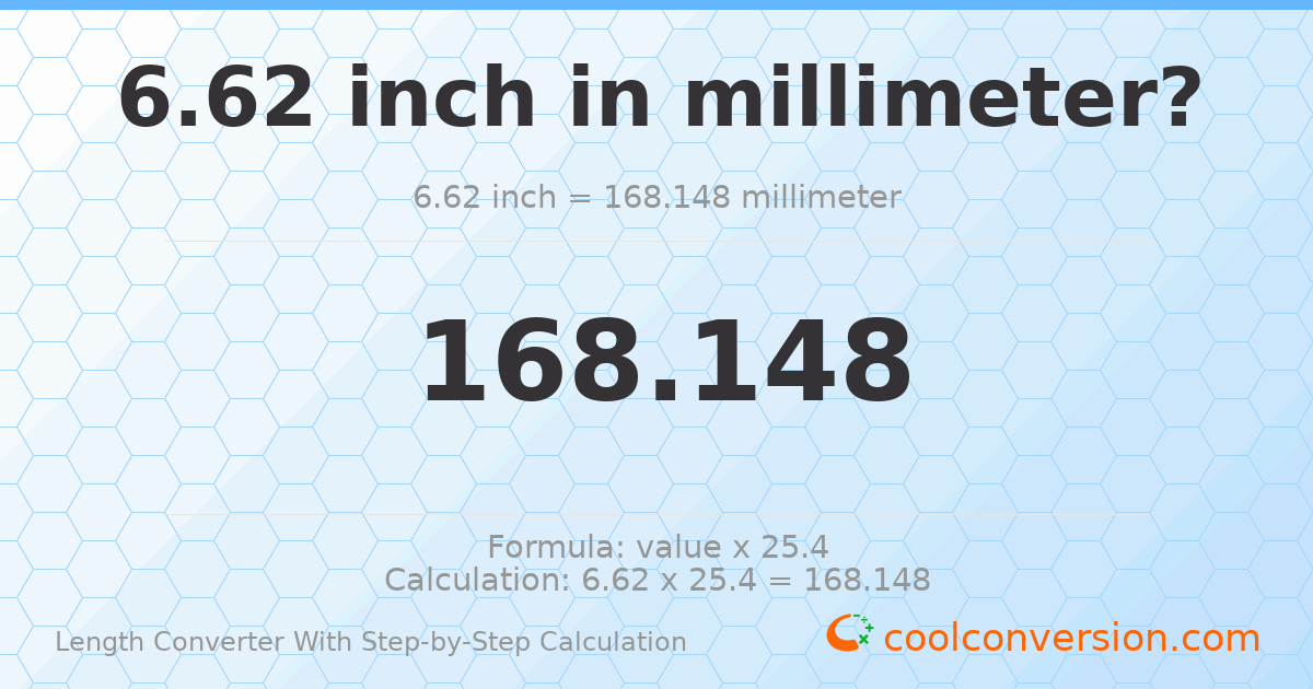 6.62 inches = 168.148 millimeters