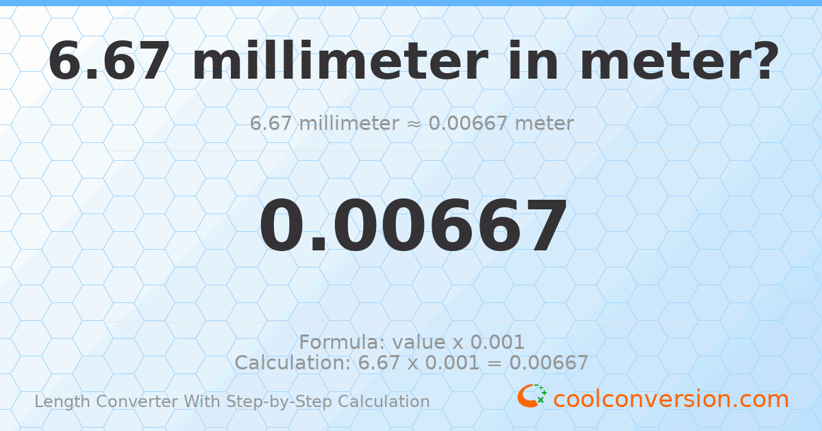 6.67 millimeters = 0.00667 meters