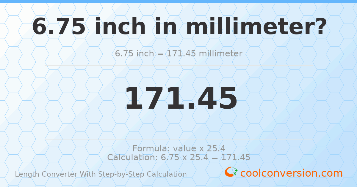 6.75 inches = 171.45 millimeters