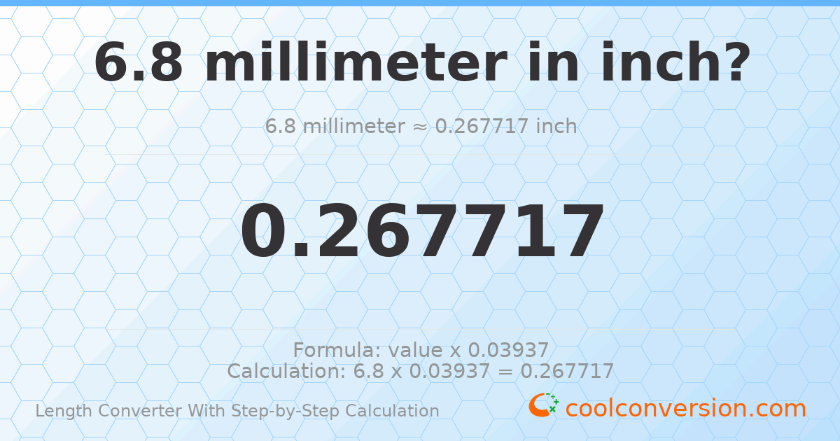 6.8 millimeters = 0.267717 inches