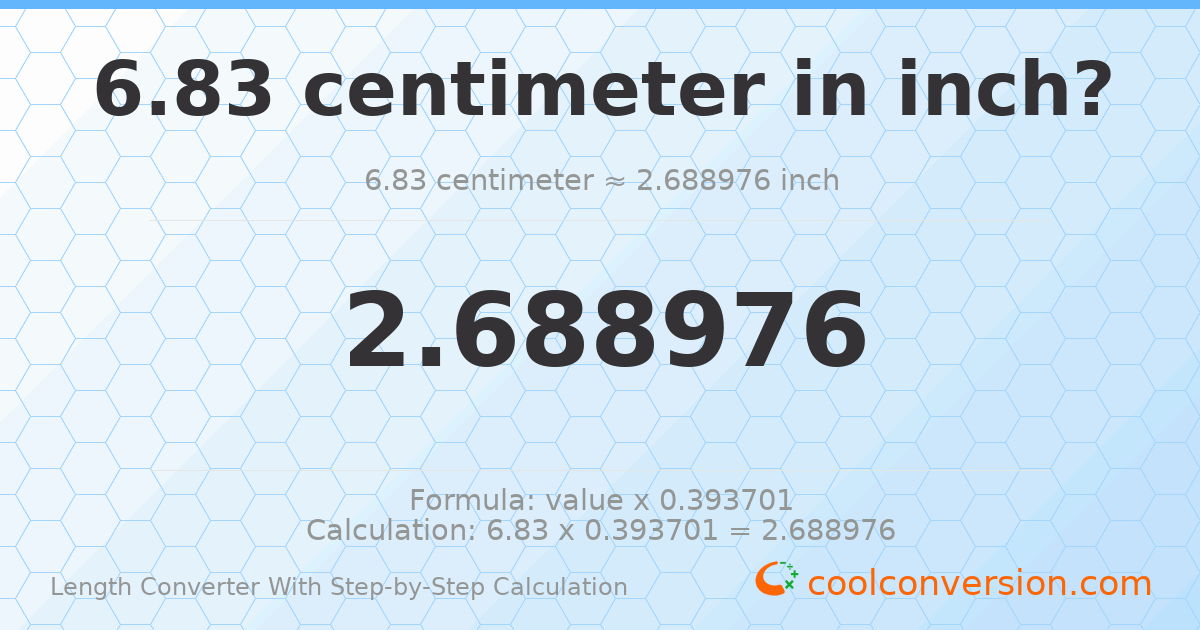 6.83 centimeters = 2.68898 inches