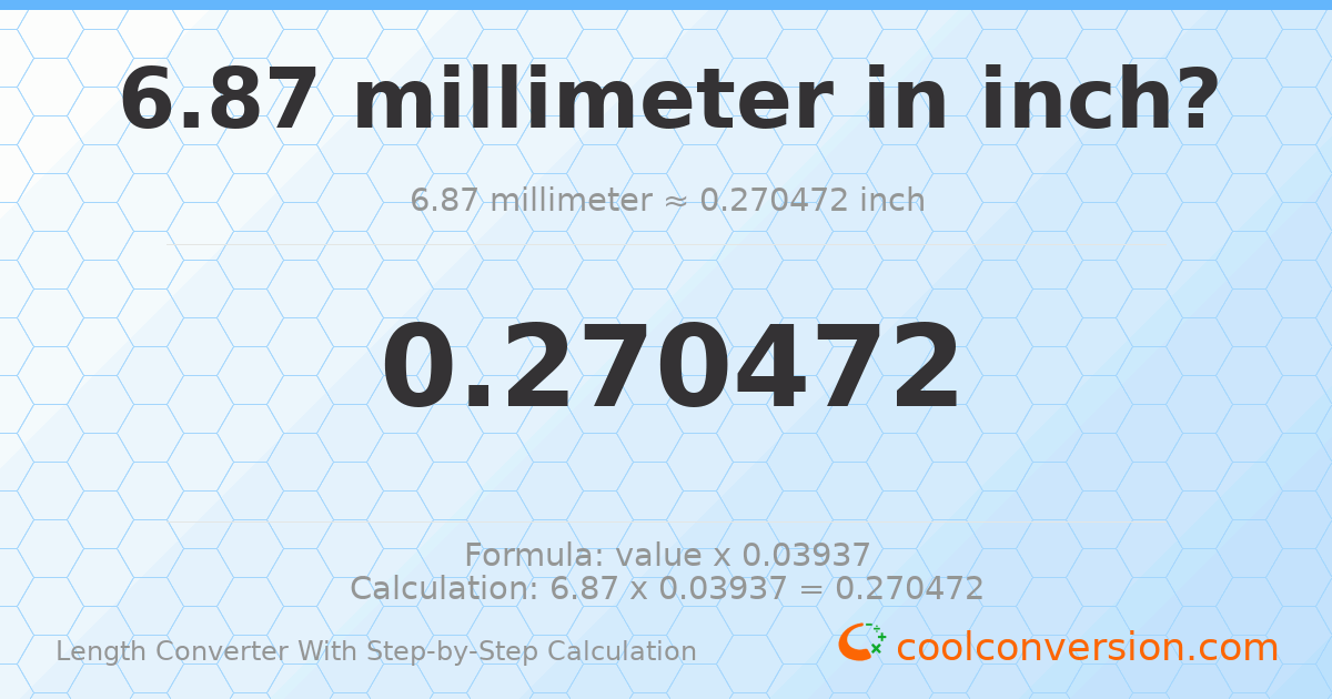 6.87 millimeters = 0.270472 inches