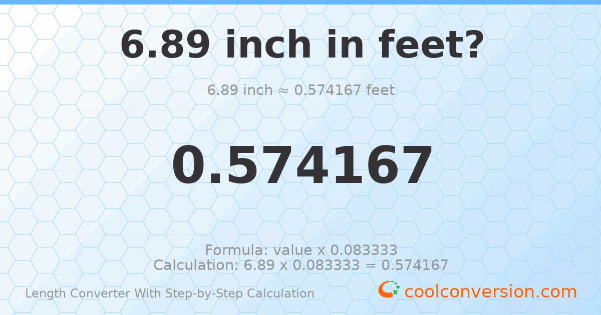 6.89 inches = 0.574167 feet