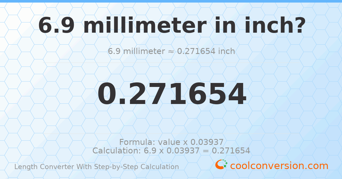 6.9 millimeters = 0.271654 inches