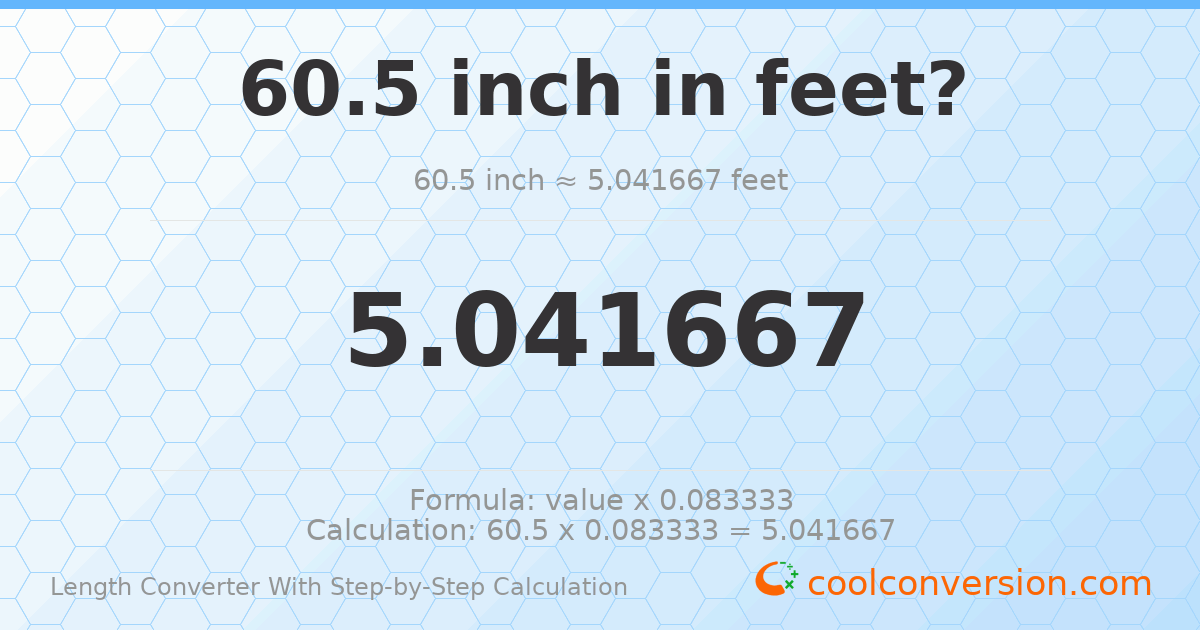60.5 inches = 5.04167 feet