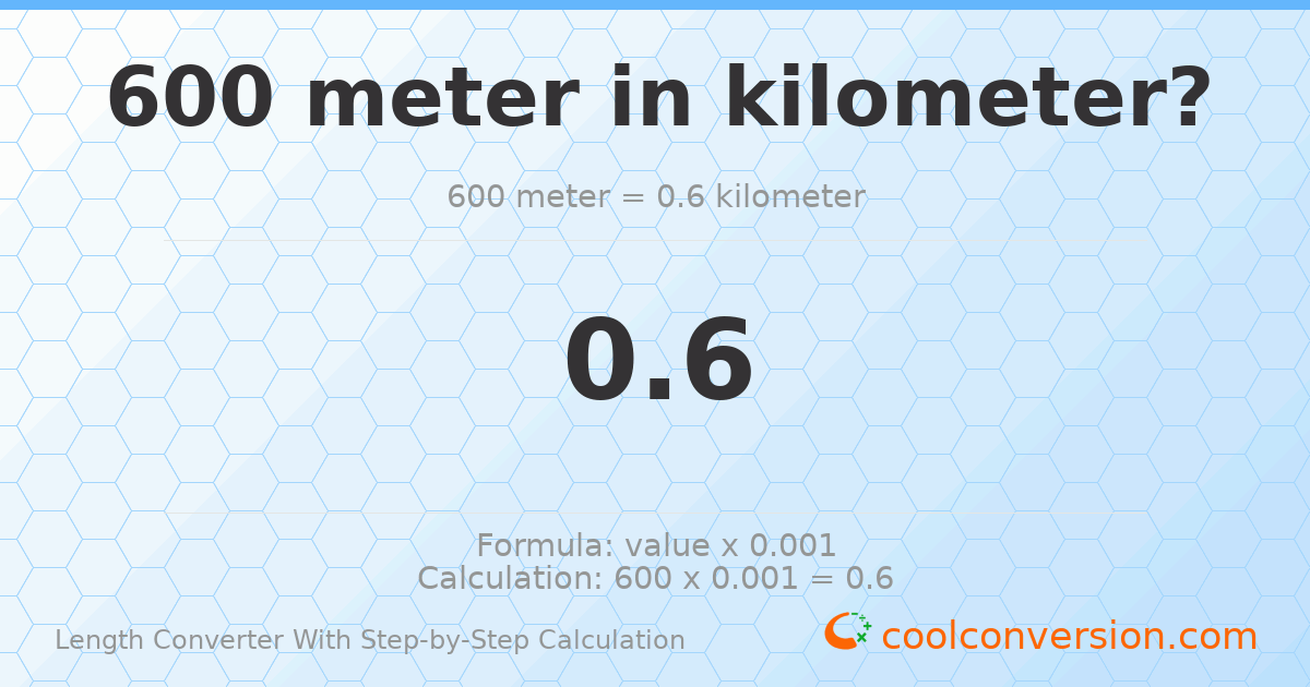 600 meters = 0.6 kilometers