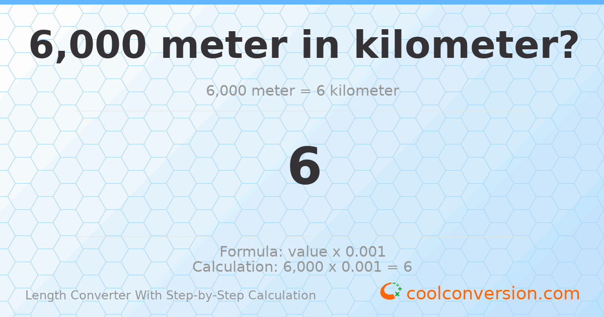 6000 meters = 6 kilometers