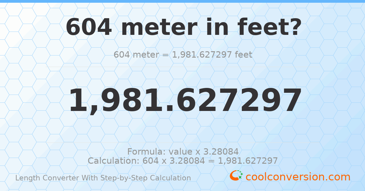 604 meters = 1981.63 feet
