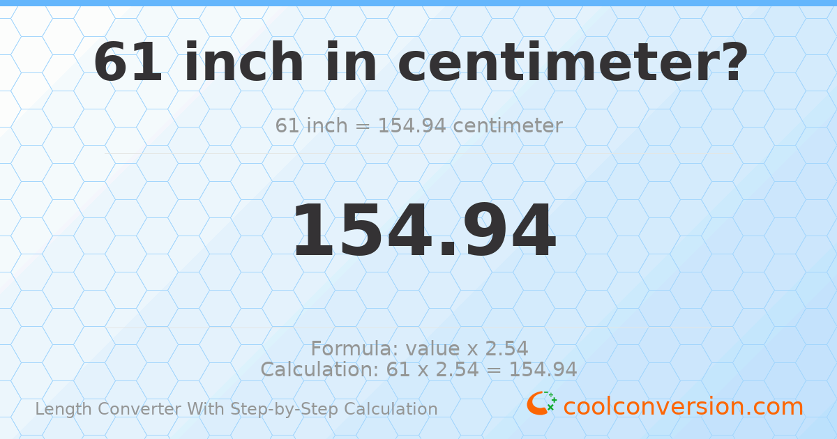 61 inches = 154.94 centimeters