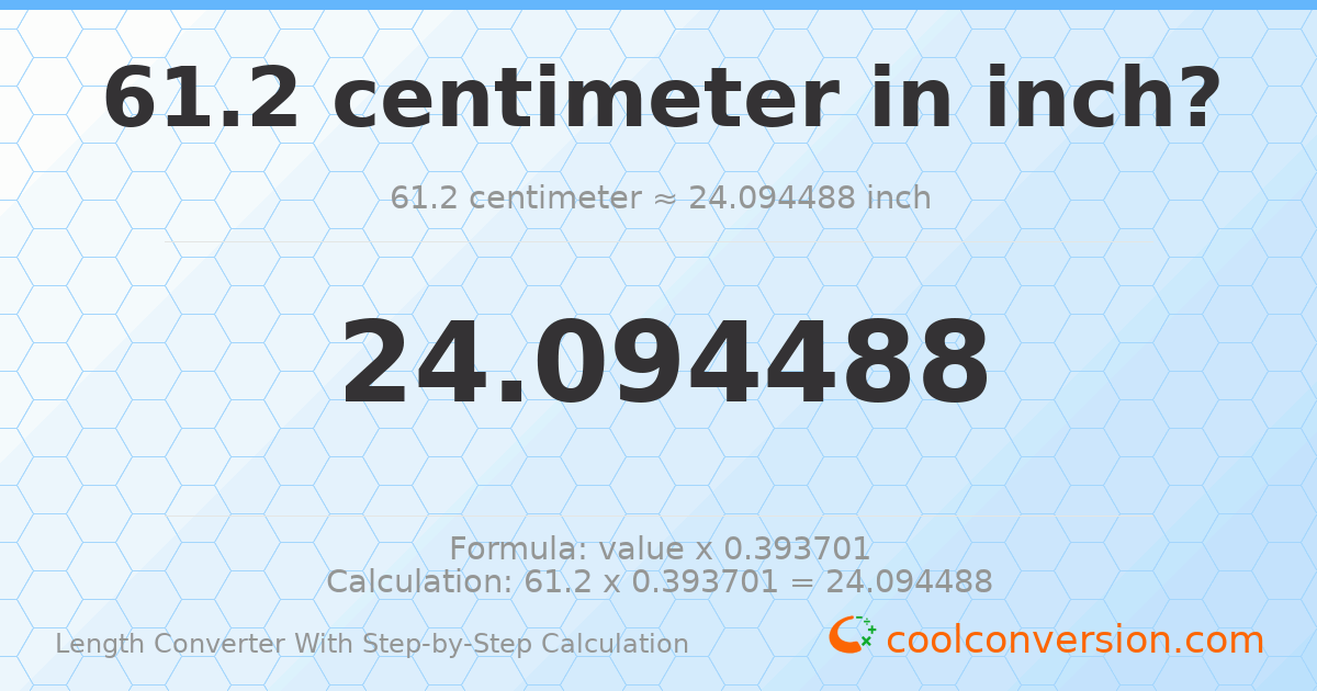 61.2 centimeters = 24.0945 inches