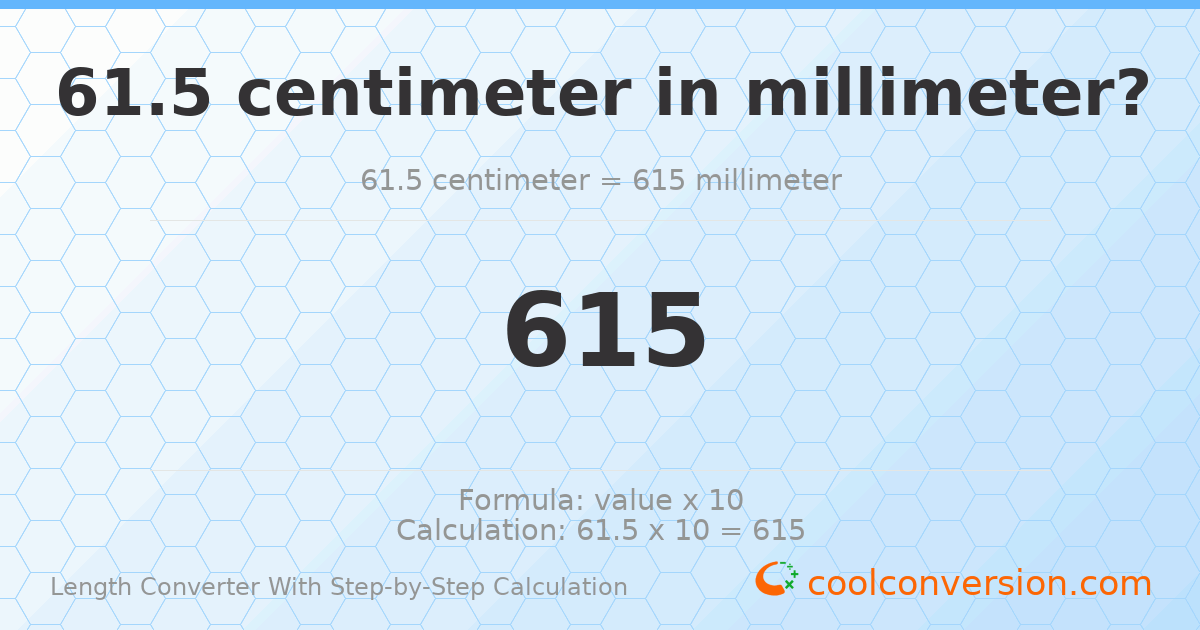 61.5 centimeters = 615 millimeters