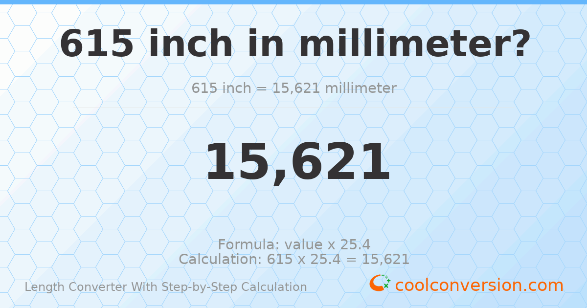 615 inches = 15621 millimeters