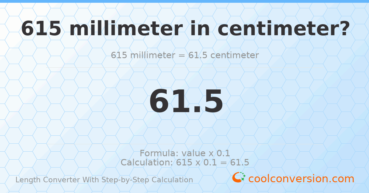 615 millimeters = 61.5 centimeters