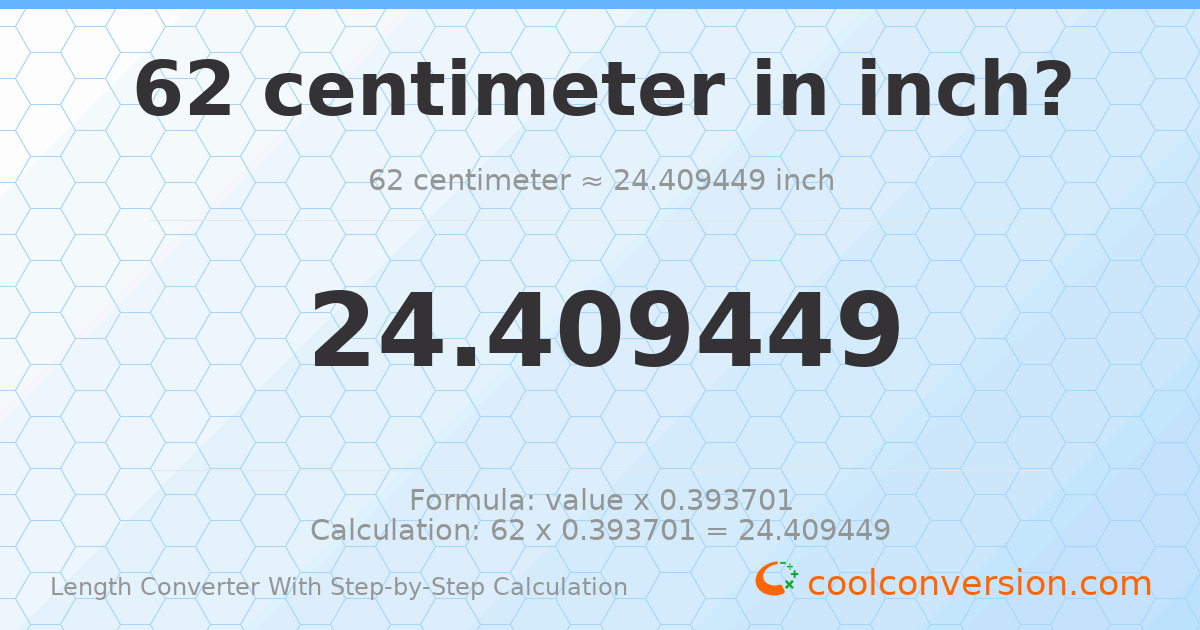 62 centimeters = 24.4094 inches