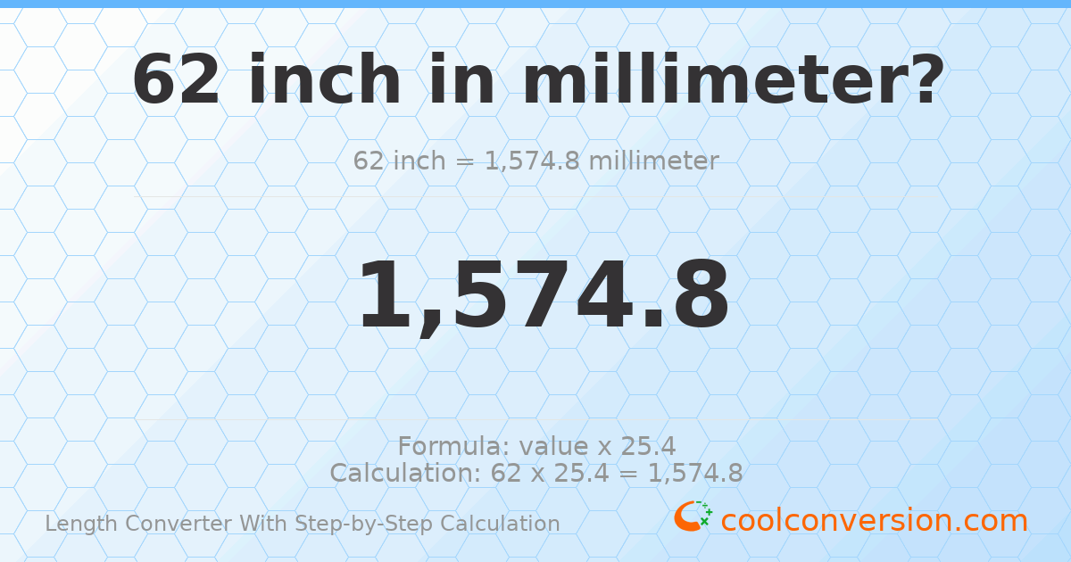 62 inches = 1574.8 millimeters