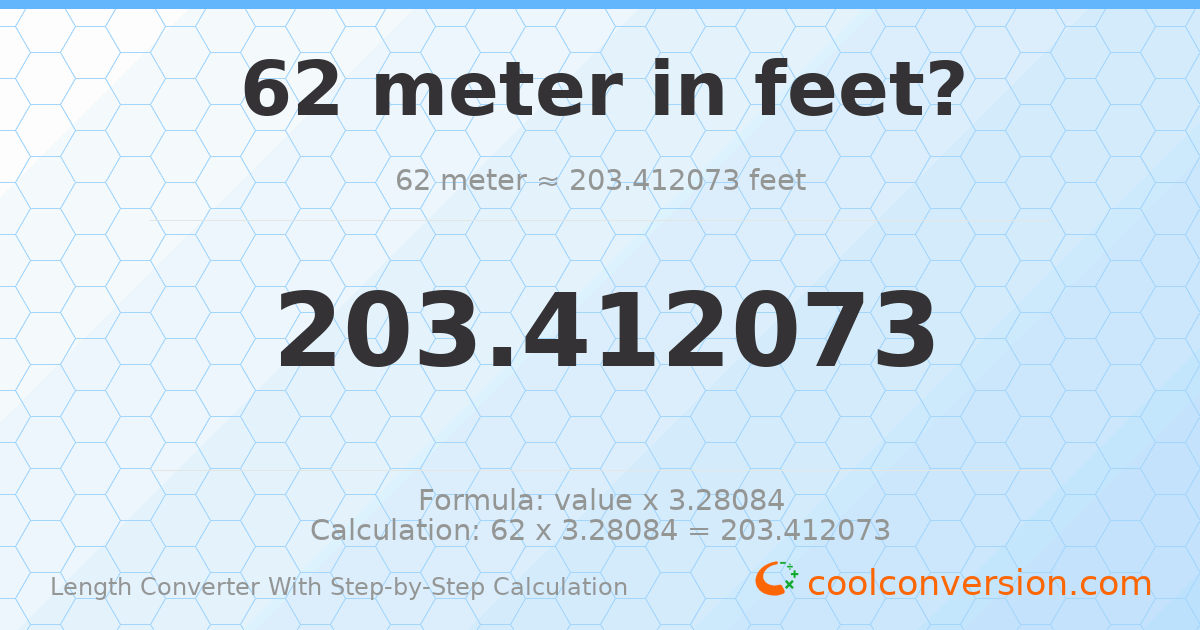 62 meters = 203.412 feet
