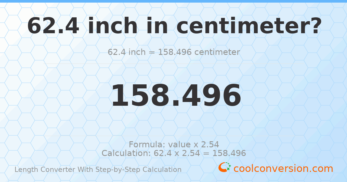 62.4 inches = 158.496 centimeters