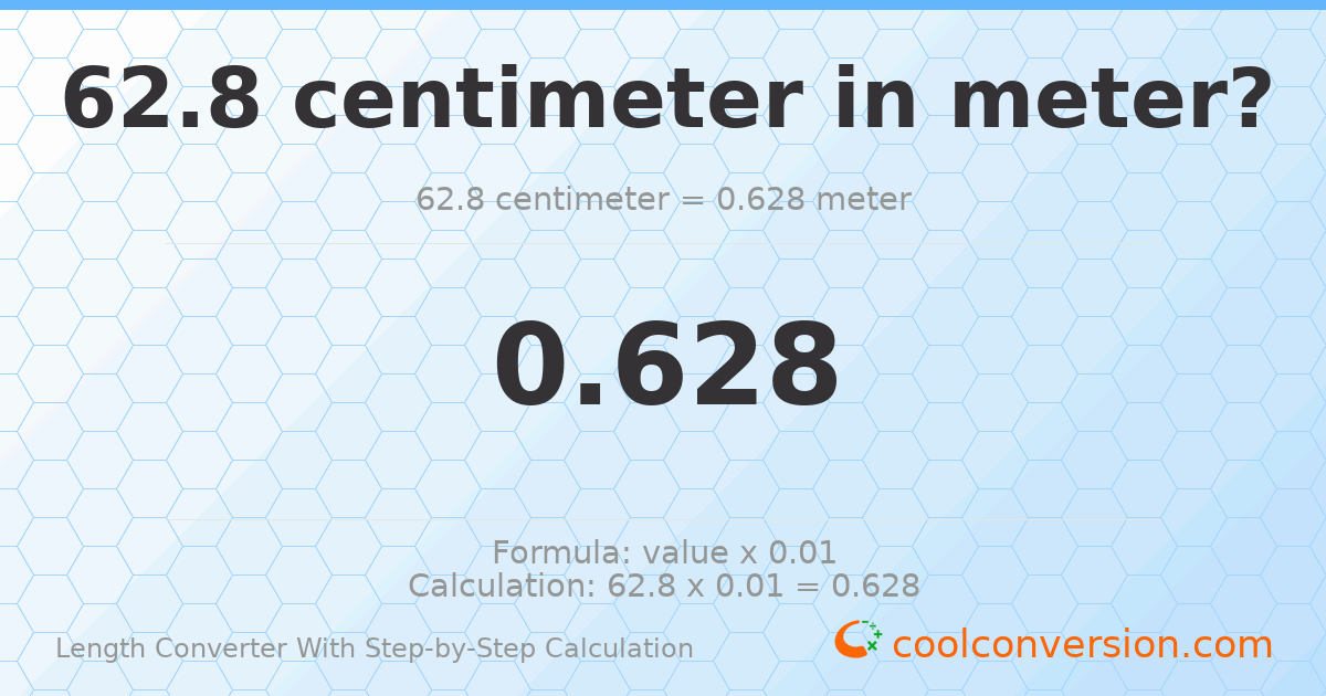 62.8 centimeters = 0.628 meters