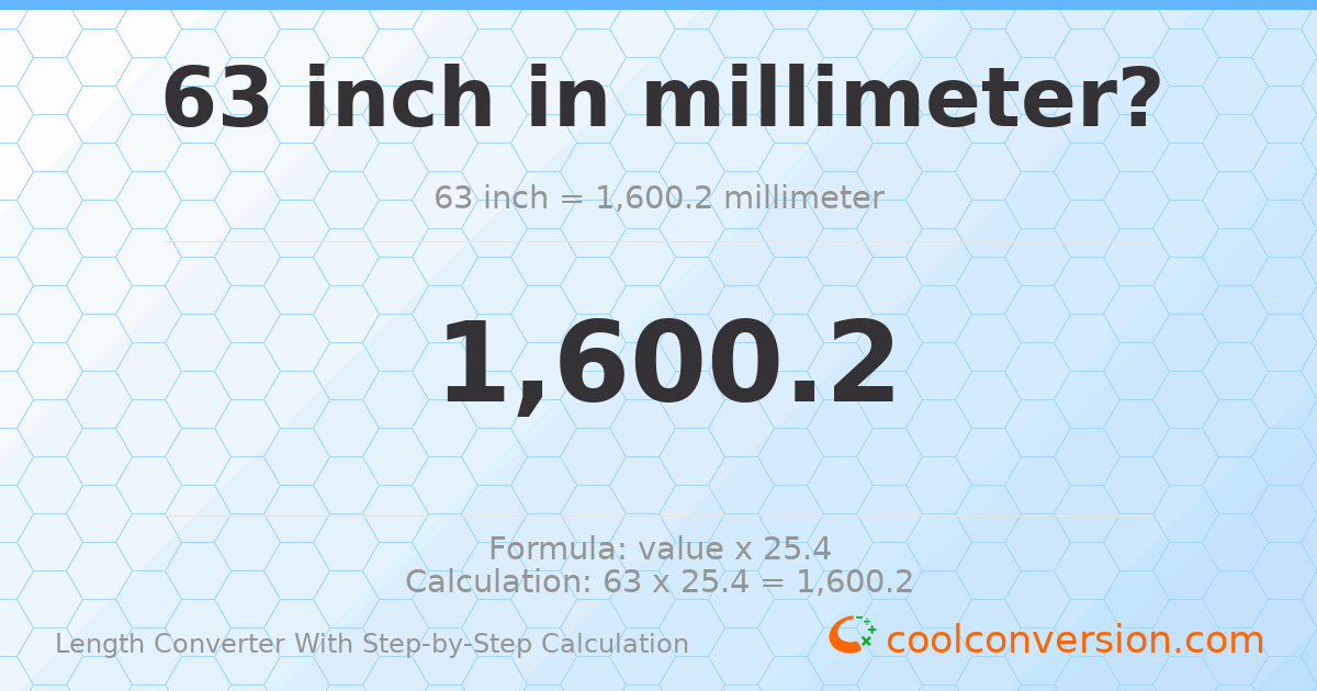 63 inches = 1600.2 millimeters