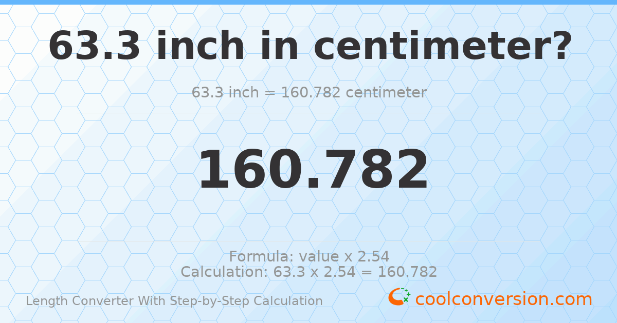 63.3 inches = 160.782 centimeters