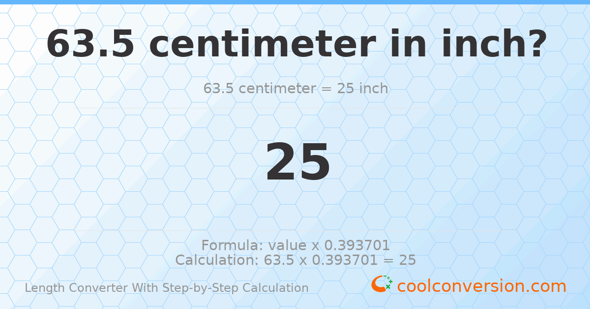 63.5 centimeters = 25 inches